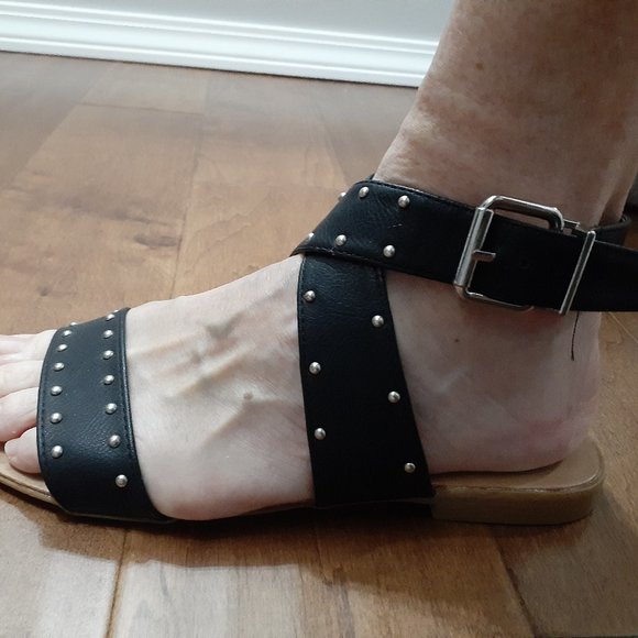 Sandals - CL by Laundry Black and Silver Stud Accent Sandals - Picture 2 of 3
